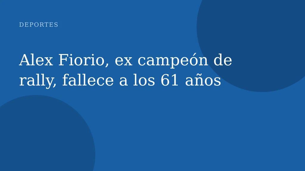 Alex Fiorio, ex campeón de rally, fallece a los 61 años