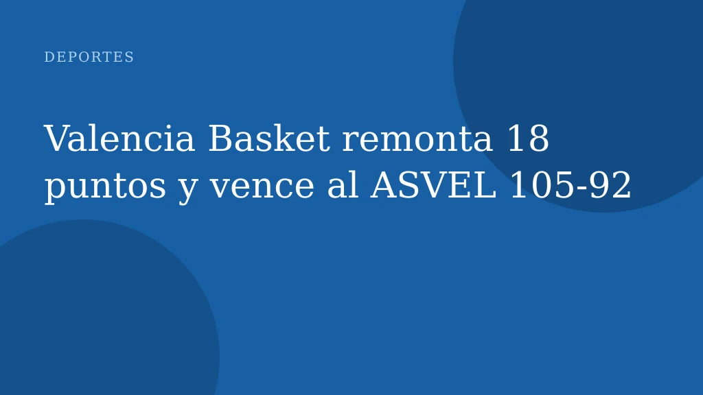 Valencia Basket remonta 18 puntos y vence al ASVEL 105‑92