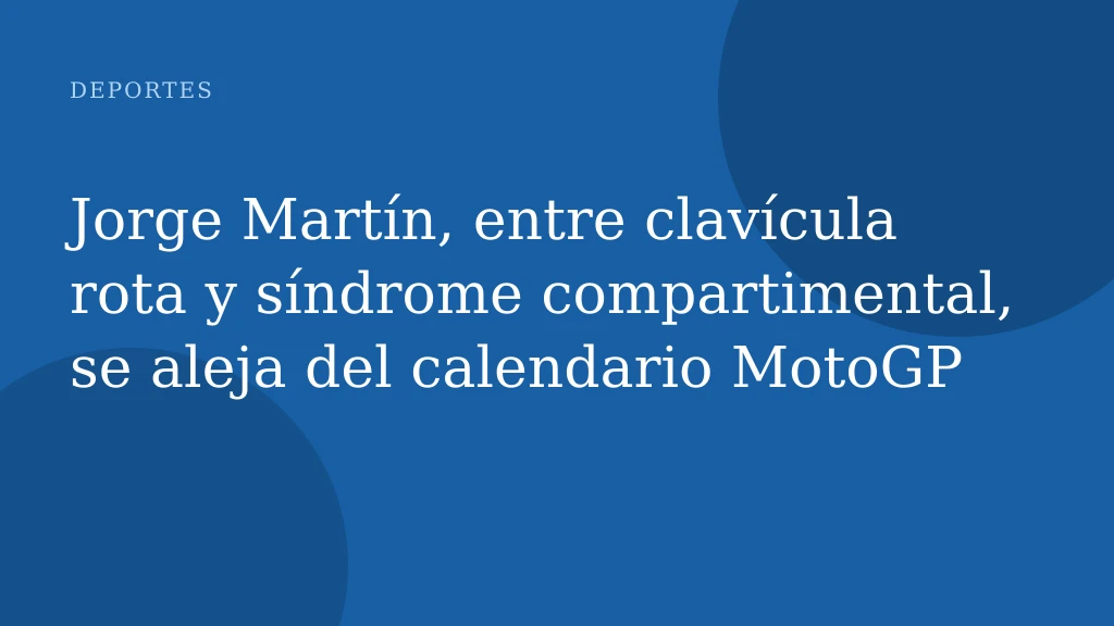 Jorge Martín, entre clavícula rota y síndrome compartimental, se aleja del calendario MotoGP
